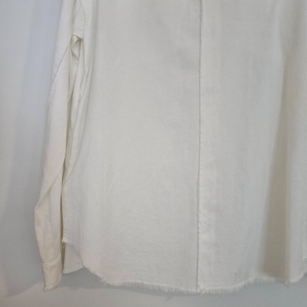 NWT Willow & Clay White Pearl Ebellished Denim Shirt Shacket LS Size Small - Picture 9 of 16